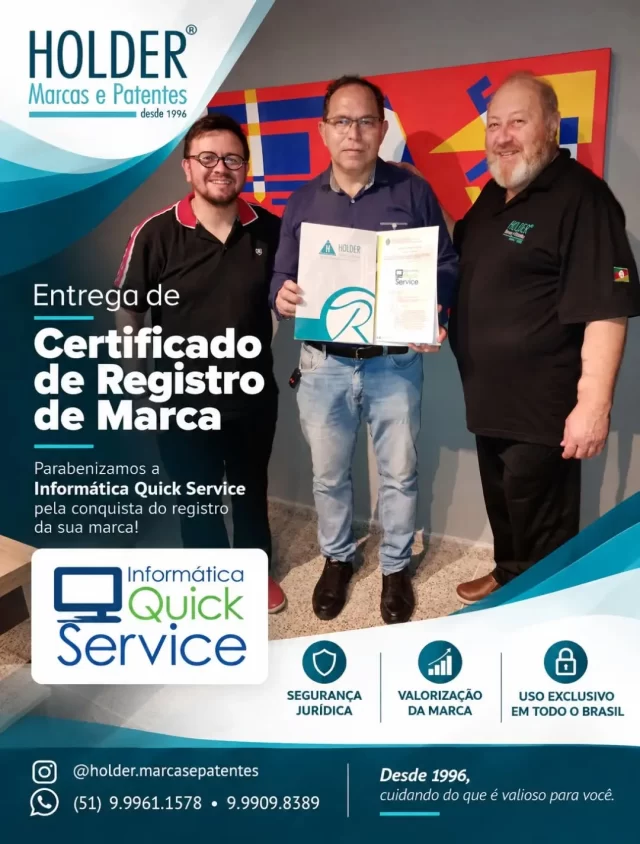 📜 HOLDER MARCAS E PATENTES | ENTREGA DE CERTIFICADO DE REGISTRO DE MARCA

Mais uma marca protegida, mais uma conquista compartilhada!

A HOLDER Marcas e Patentes realizou a entrega de mais um Certificado de Registro de Marca, representando uma importante conquista para a proteção e valorização da identidade empresarial de nosso cliente.

O registro de uma marca vai além de uma formalidade: representa segurança jurídica, reconhecimento e a proteção de um patrimônio construído com dedicação e trabalho.

Agradecemos pela confiança depositada em nossos serviços e pela oportunidade de participar desta conquista!

HOLDER Marcas e Patentes
Desde 1996, cuidando do que é valioso para você.
